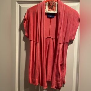 Absolutely Coral Women’s Cardigan Open front Short Sleeves Sweater Top Sz M